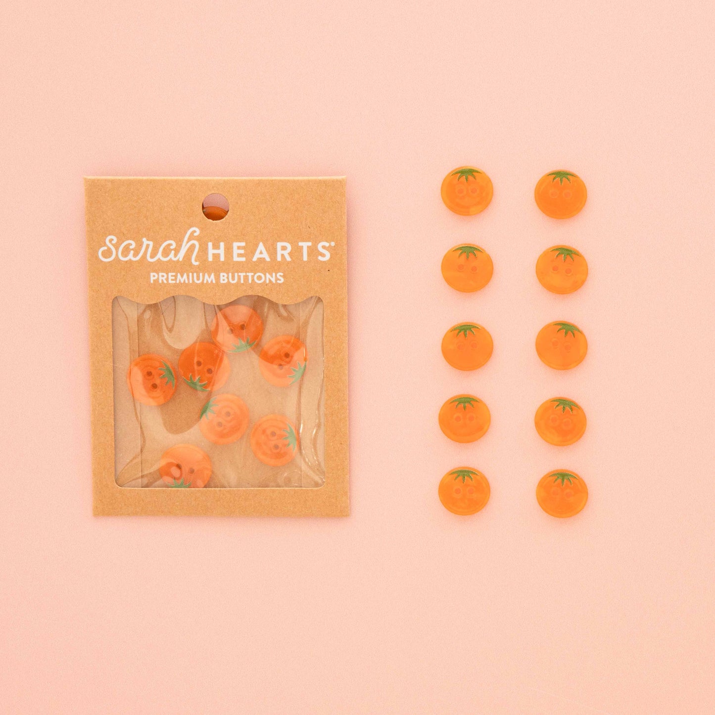 Sarah Hearts - Orange Heirloom Tomato Small 5/8" Buttons