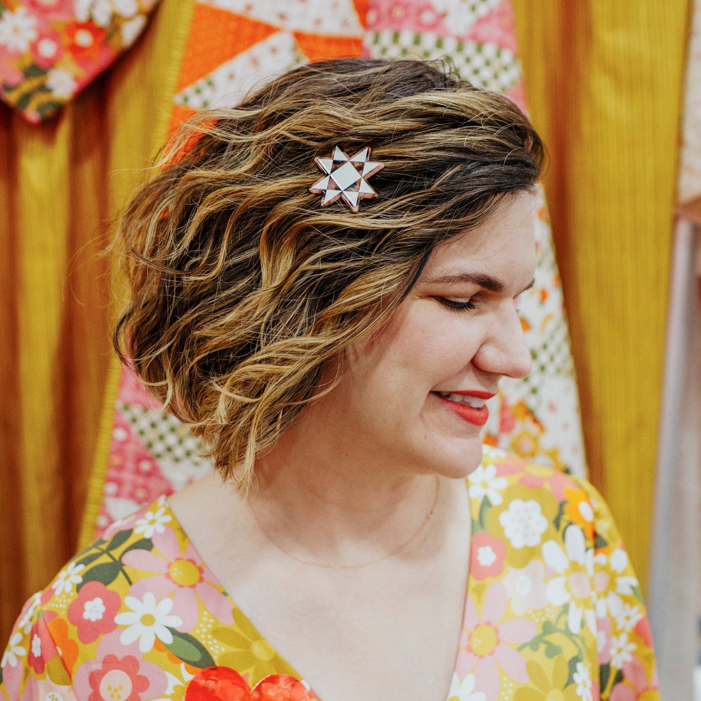 Sarah Hearts - Quilt Star Hair Clip