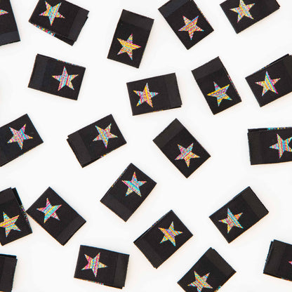 Sarah Hearts - Metallic Rainbow Star Woven Sewing and Quilting Labels