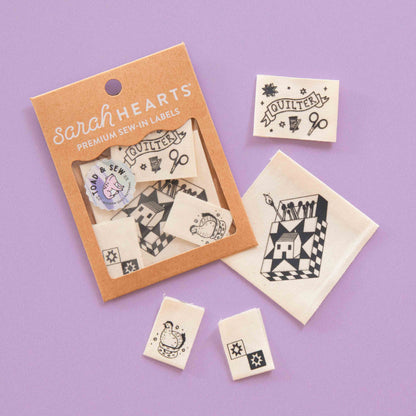 Sarah Hearts - Toad and Sew Quilty Tattoo Woven Labels Multipack