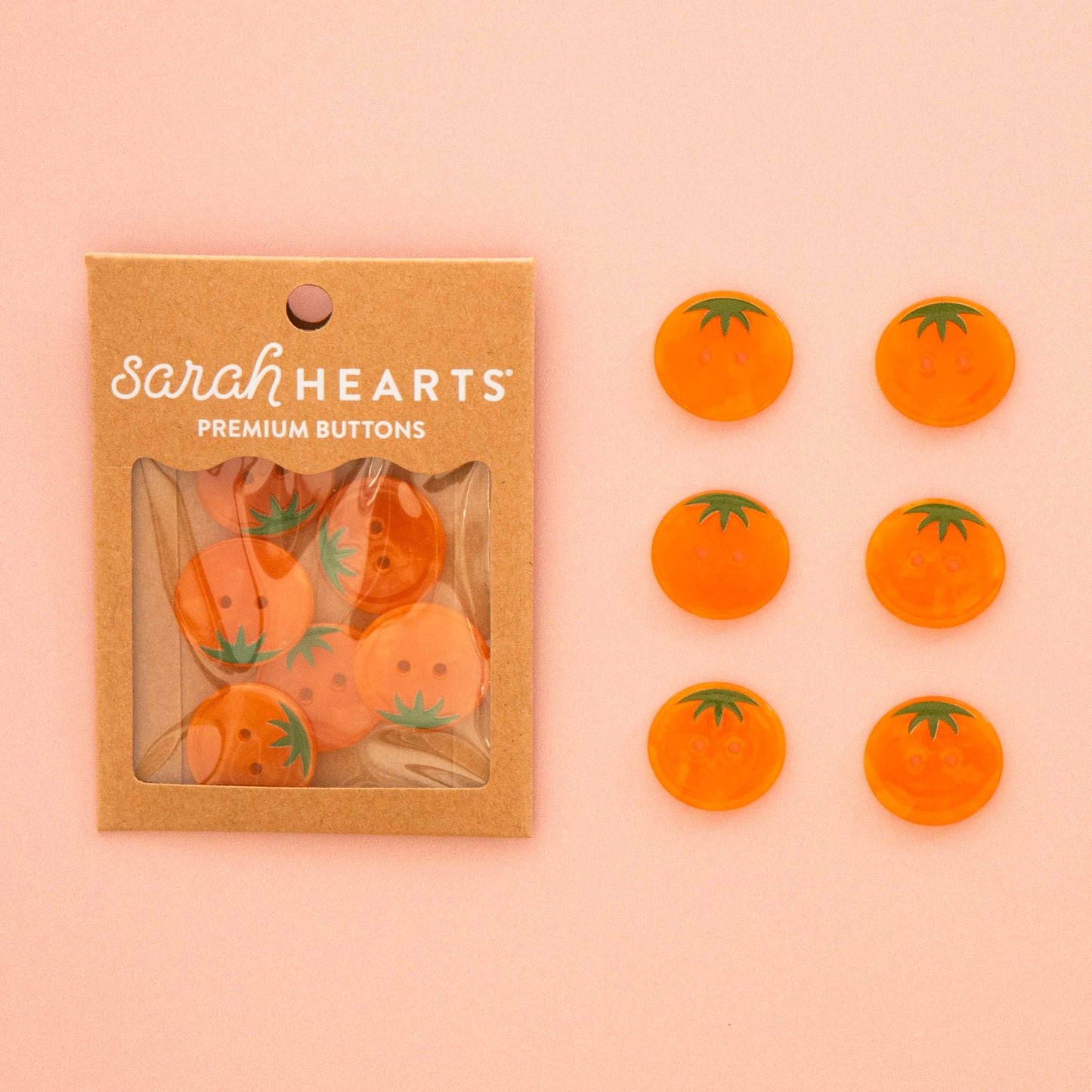 Sarah Hearts - Orange Heirloom Tomato Large 1" Buttons