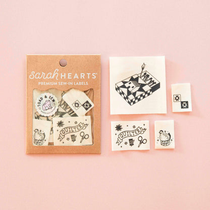 Sarah Hearts - Toad and Sew Quilty Tattoo Woven Labels Multipack