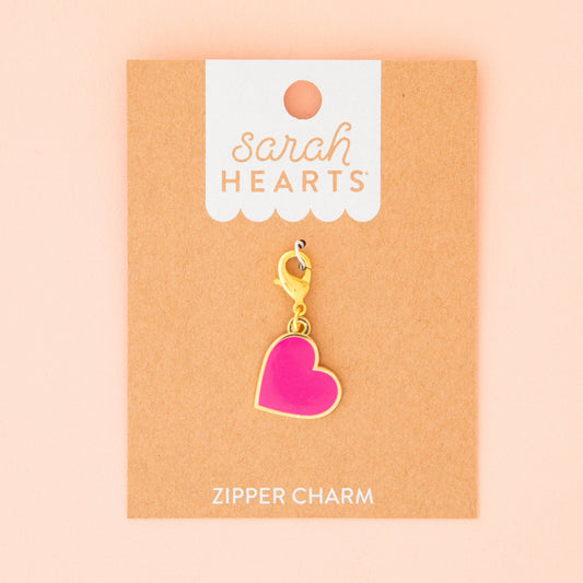 Sarah Hearts - Pink Heart Removable Zipper Charm