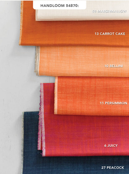 Quiltcon handloom fabric challenge with fabric swatches on a white background