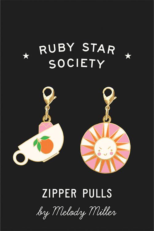 Ruby Star Society Zipper Pulls by Melody Miller: Teacup & Sun
