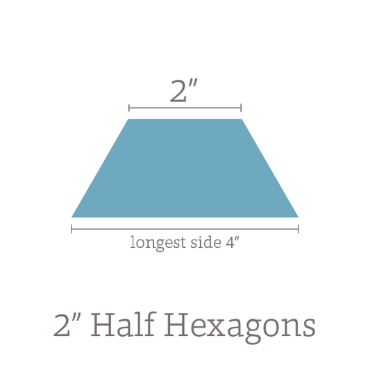 2" Half Hexagon Paper Pieces