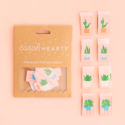 Sarah Hearts - Houseplants Multipack - Sewing Woven Clothing Label Tags