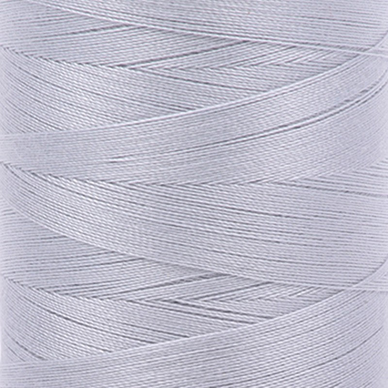 closeup of aurifil thread spool in dove grey