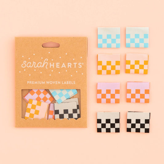 Sarah Hearts - Checkerboard Multipack - Sewing Woven Clothing Label Tags