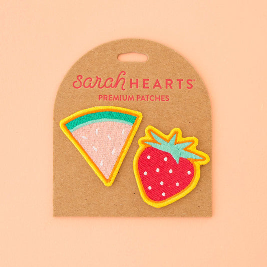 Sarah Hearts - Embroidered Patches - Watermelon & Strawberry - 2 Pack