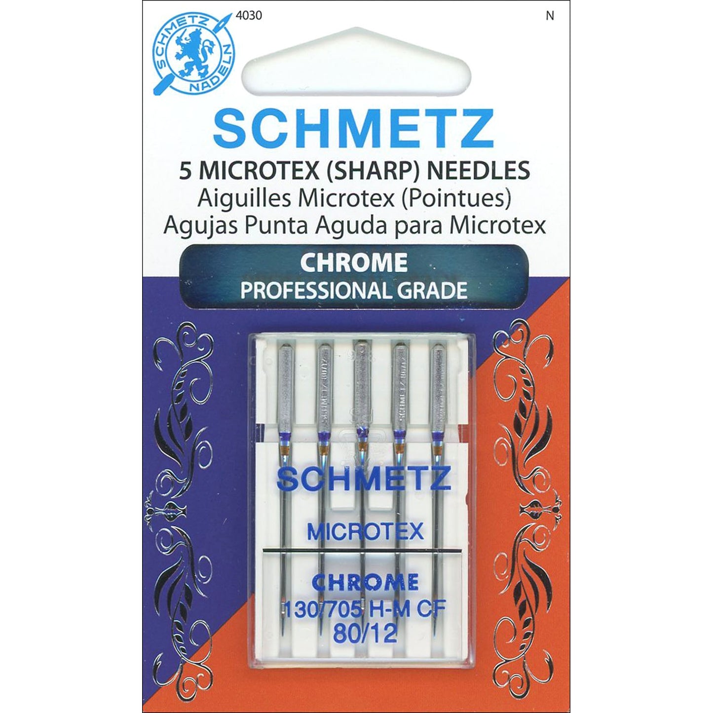 Schmetz Microtex Chrome Needles 80/12